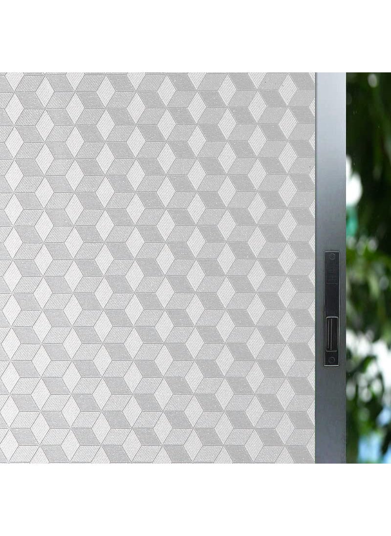 JAAMSO ROYALS JAAMSO ROYALS Silver Box Design Peel and Stick Self Adhesive 3D Vinyl Window Film for Home Dcor 500 x 45 CM 