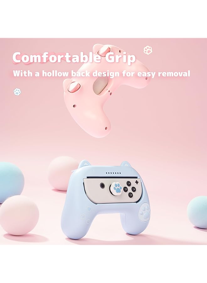 GEEKSHARE Grips For Switch Joystick Wear Resistant Grip Controller 2 Pack Comfort Joystick Holder For Switch Oled Model With 2 Thumb Grips Pink & Blue - Image 5