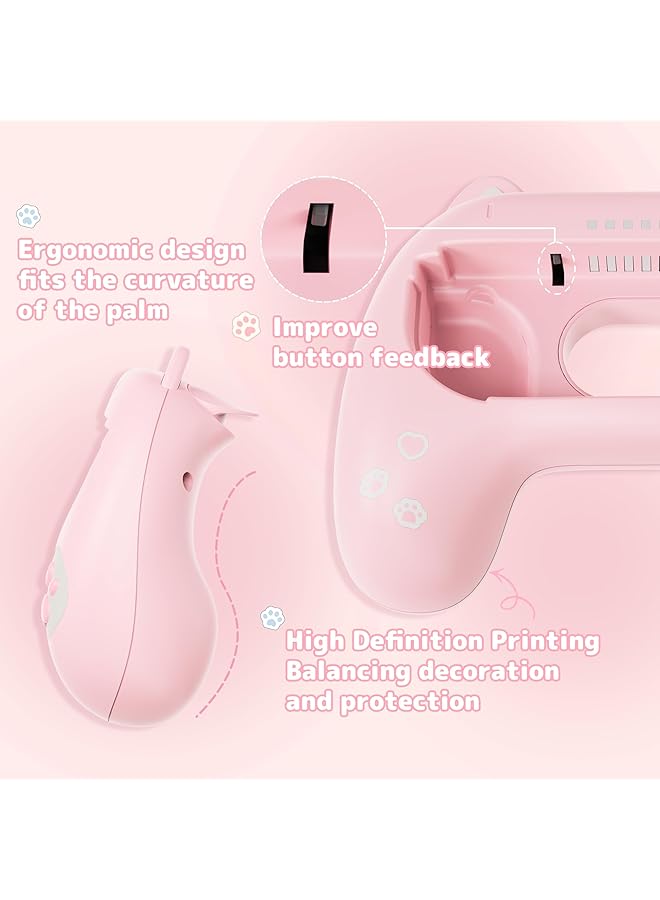 GEEKSHARE Grips For Switch Joystick Wear Resistant Grip Controller 2 Pack Comfort Joystick Holder For Switch Oled Model With 2 Thumb Grips Pink & Blue - Image 4