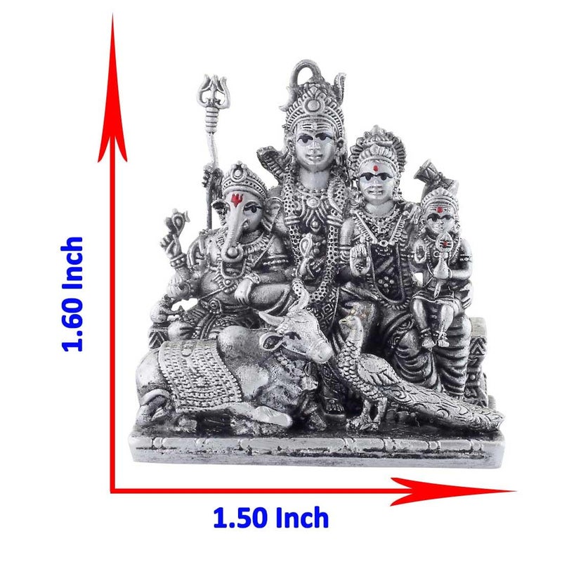 PRD CARATCAFE Silver 925 Shiv Parivar Lord Shiva Maa Parvati Ganesh Ji Kartikeya Nandi Peacock Statue 46 GMS God Murti for Home Pooja Decor Gift - Image 5
