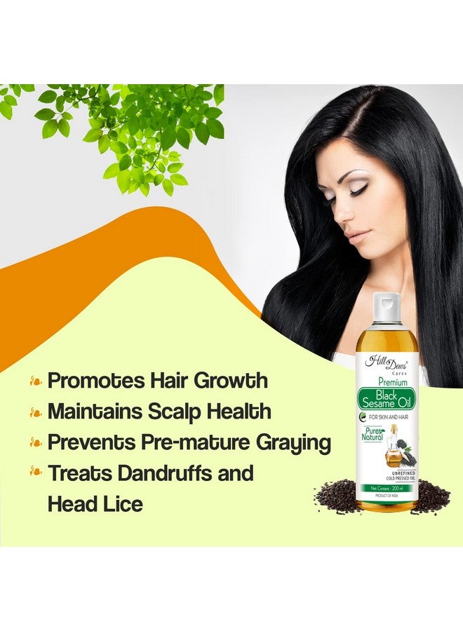 HillDews Sesame Oil 200Ml Unrefined Cold Pressed Carrier Oil For Skin And Hair 200 Ml - Image 2