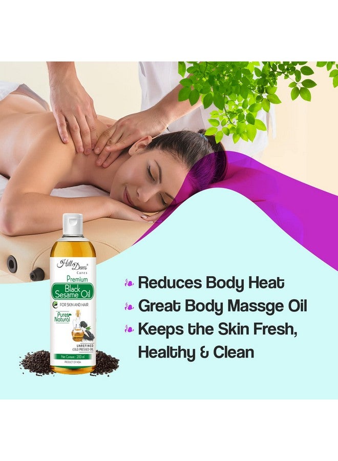 HillDews Sesame Oil 200Ml Unrefined Cold Pressed Carrier Oil For Skin And Hair 200 Ml - Image 4