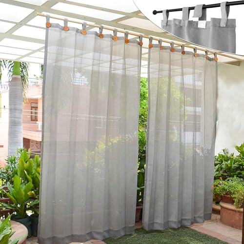 HIPPO 150 GSM Outdoor Sun Blocking Balcony Loop Curtains Sun & UV Protection, Light Filtering 3FTX7.5FT Door Curtain (Grey) - Image 1