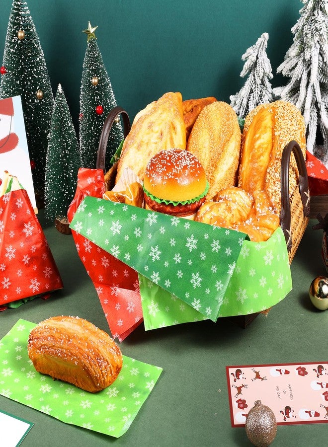 Fabllewavi 150 Sheets Christmas Snowflake Wax Paper for Food Deli, 9.8'' x 8.3'' Retro Christmas Snowflake Greaseproof Deli Paper for Sandwich Picnic Basket Liner Xmas Party Supplies - Image 5