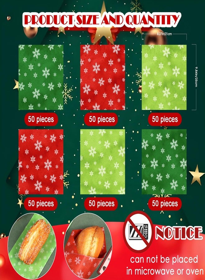 Fabllewavi 150 Sheets Christmas Snowflake Wax Paper for Food Deli, 9.8'' x 8.3'' Retro Christmas Snowflake Greaseproof Deli Paper for Sandwich Picnic Basket Liner Xmas Party Supplies - Image 3