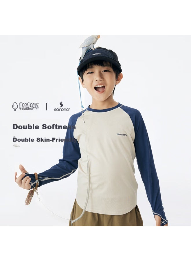 Onmygame Nuonuo Children's Long Sleeve T-shirt Spring Autumn Boys Girls Far Light Blue 90 - Image 2