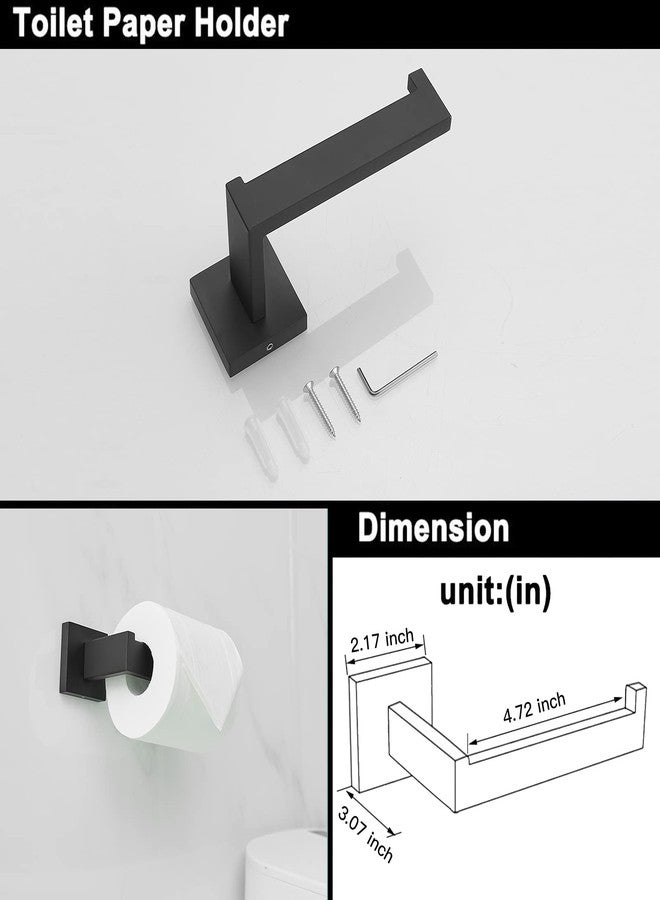 BWE 5 Pieces Matte Black Bathroom Hardware Set SUS304 Stainless Steel Include 21.9" Towel Bar,Hand Towel Holder,Toilet Paper Holder and 2 Robe Hook Square Bathroom Accessories Set Wall Mounted - Image 4