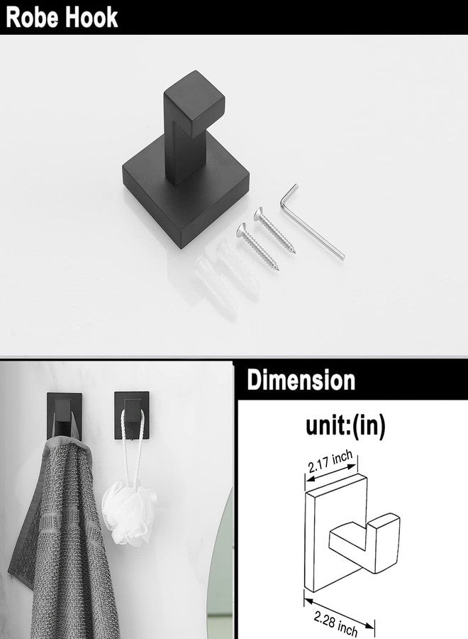 BWE 5 Pieces Matte Black Bathroom Hardware Set SUS304 Stainless Steel Include 21.9" Towel Bar,Hand Towel Holder,Toilet Paper Holder and 2 Robe Hook Square Bathroom Accessories Set Wall Mounted - Image 5