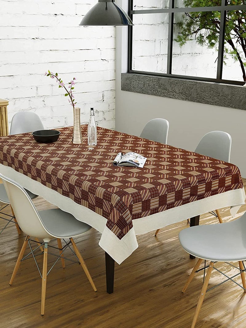 CASANEST 68 Seater PVC Table Cover Beige Brown Squares Anti Slip 60x90 Inches 68 Seater - Image 2