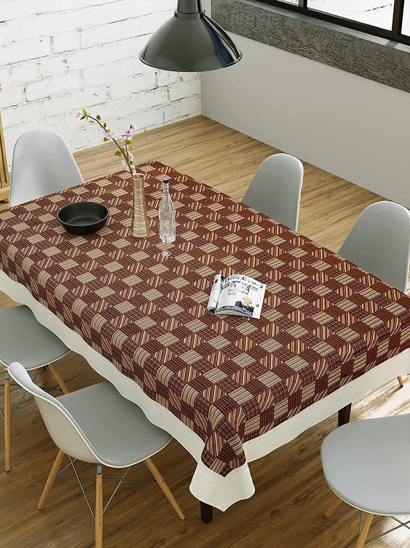 CASANEST 68 Seater PVC Table Cover Beige Brown Squares Anti Slip 60x90 Inches 68 Seater - Image 1