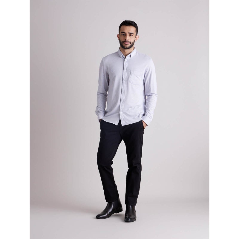 Celio White Classic Striped Formal Cotton Shirt - Image 1