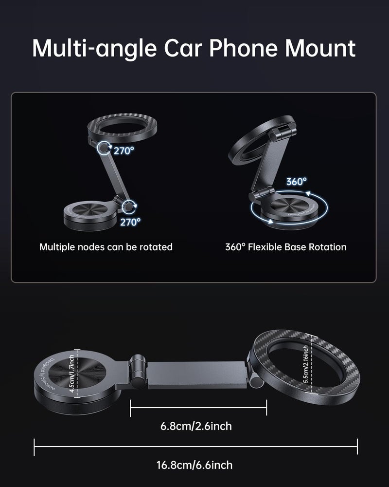 SYNCWIRE for MagSafe Car Mount ã€360Â° Rotationã€‘ Magnetic Phone Holder for Car, Adjustable Metal Arm, Car Magnet Phone Mount for Dashboard, Car Accessories Fit iPhone 17 16 15 14 13 Pro Max &All Phones - Image 5