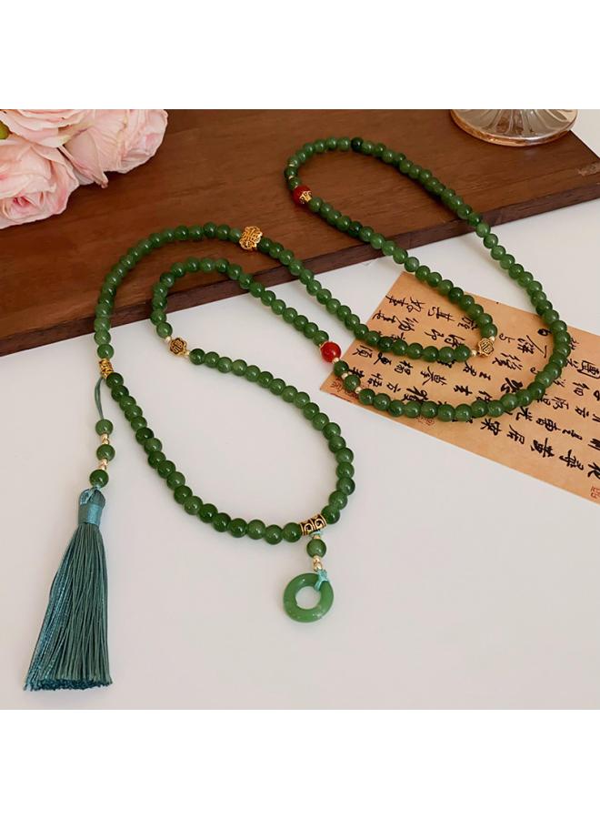 New Chinese Style Real Gold Electroplated Lotus Fan Necklace Fashionable Elegant Clavicle Chain Retro Light Luxury High-end Necklace For Women 