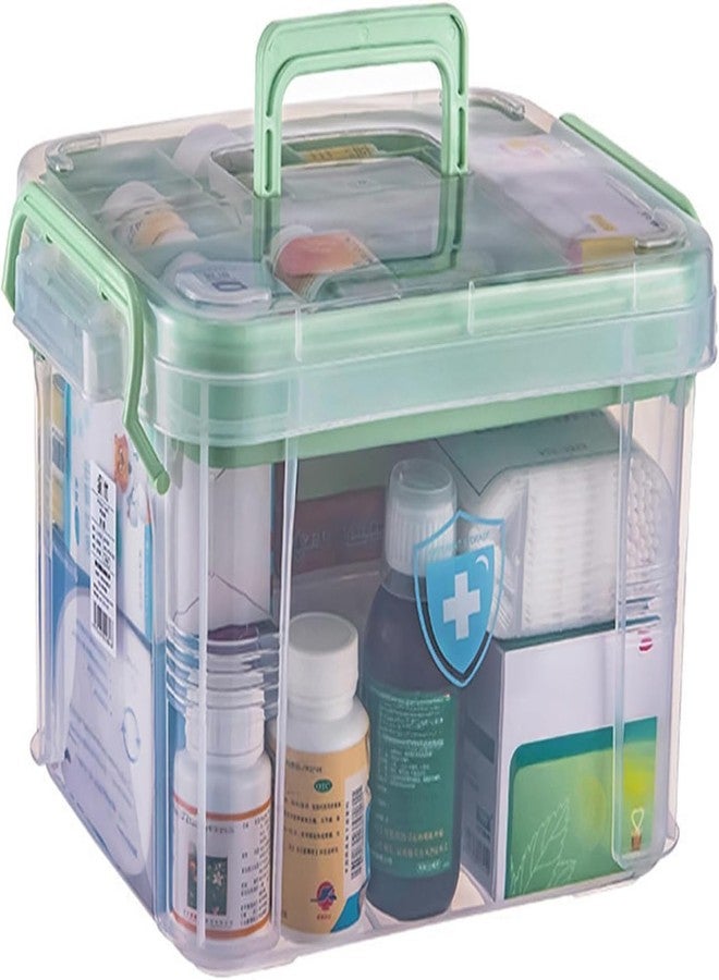 TAIPOXUN Clear Medicine Organizer Storage Box with Tray and Handle, First Aid Box Plastic Portable Thickened Medicine Container Chest Medical Case Medicine Caddy with Lids Handles - Image 1