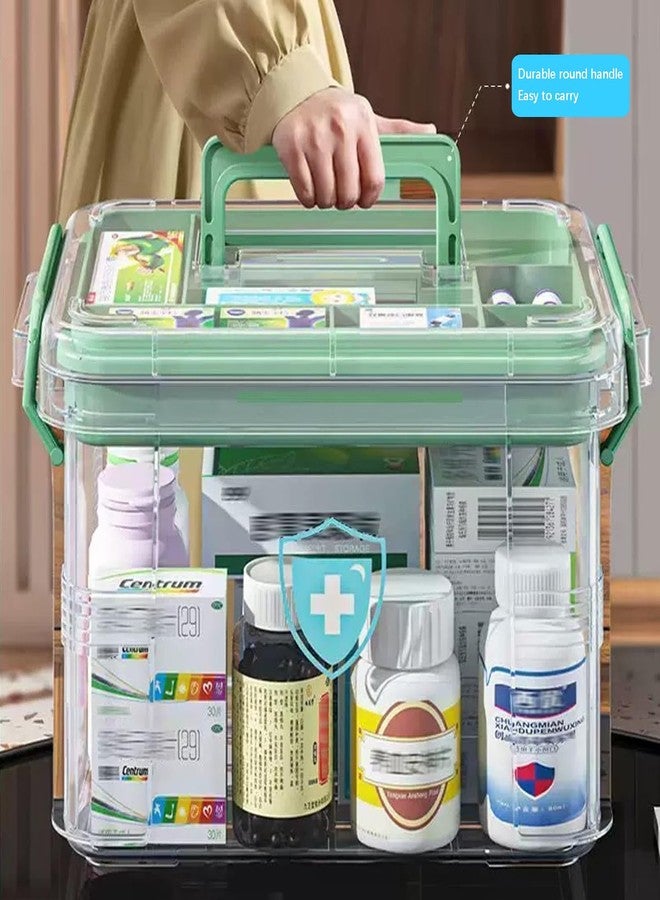 TAIPOXUN Clear Medicine Organizer Storage Box with Tray and Handle, First Aid Box Plastic Portable Thickened Medicine Container Chest Medical Case Medicine Caddy with Lids Handles - Image 3