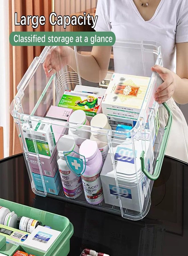 TAIPOXUN Clear Medicine Organizer Storage Box with Tray and Handle, First Aid Box Plastic Portable Thickened Medicine Container Chest Medical Case Medicine Caddy with Lids Handles - Image 4