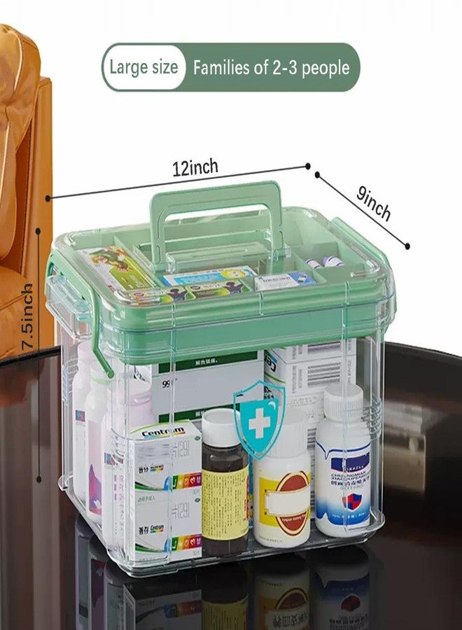 TAIPOXUN Clear Medicine Organizer Storage Box with Tray and Handle, First Aid Box Plastic Portable Thickened Medicine Container Chest Medical Case Medicine Caddy with Lids Handles - Image 5