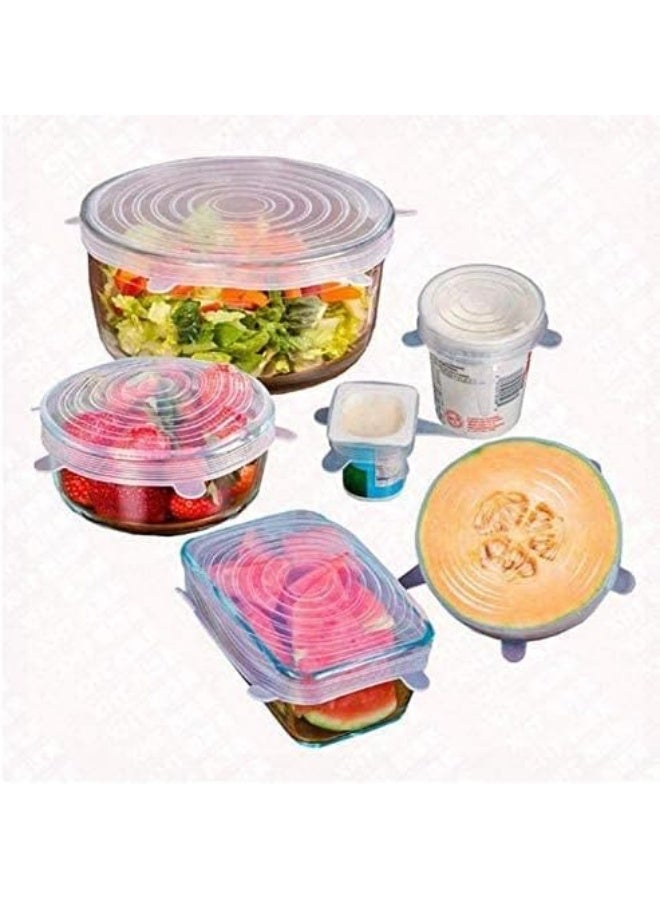 Silicone Stretch Fresh Food Cover Stretch Lids, 6-Pack Of Various Sizes (White) - Image 3