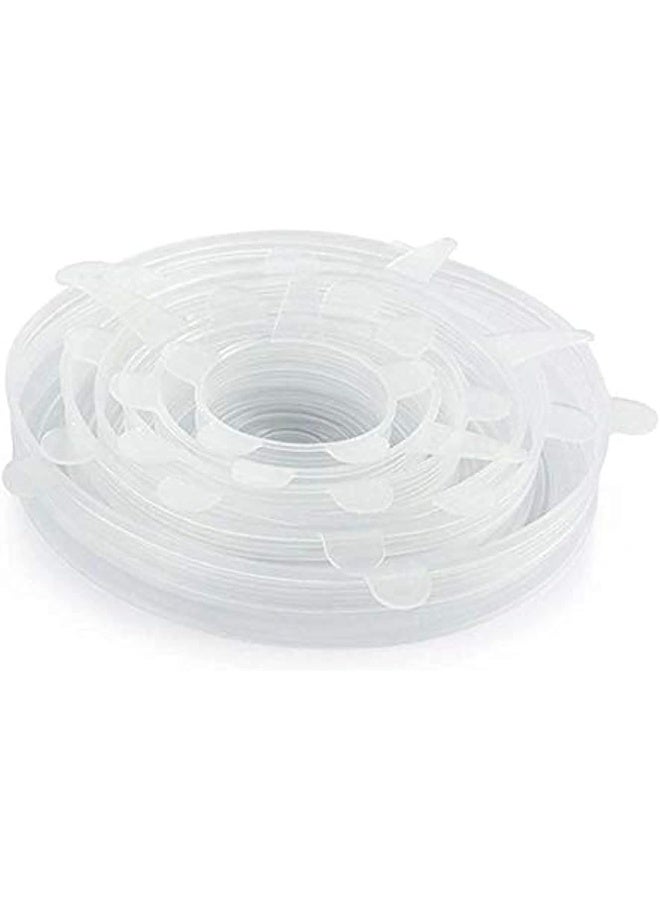 Silicone Stretch Fresh Food Cover Stretch Lids, 6-Pack Of Various Sizes (White) - Image 1