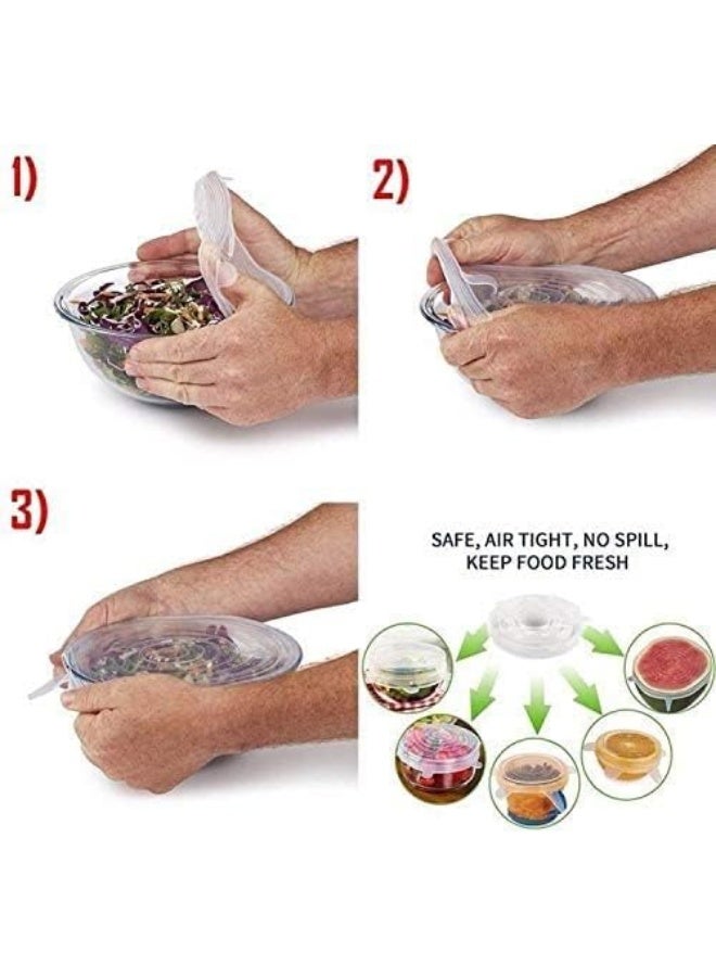 Silicone Stretch Fresh Food Cover Stretch Lids, 6-Pack Of Various Sizes (White) - Image 2