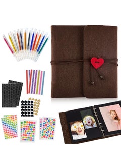 HASTHIP HASTHIP® DIY Photo Album 60 Pages with Color Stickers, Metallic Pen, Red Heart Closure, Felt Cover for Family, Graduations, Weddings, Scrapbooking, Memory Keeping  - Image 1