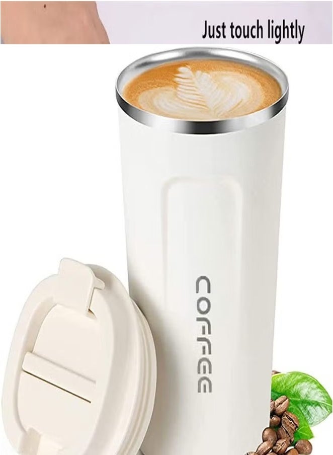 كوفي كوب ترمس مفرغ من الفولاذ المقاوم للصدأ أبيض 510 مل - Image 2