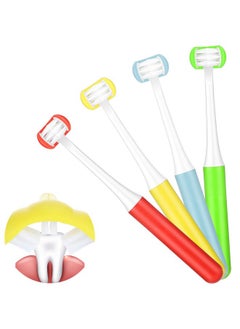 Patelai Patelai 4 Pieces Autism Toothbrush for Special Needs Soft Wrap-Around Training Tooth Brush Saving Time for Kids, Gentle Clean Tooth to Completely Cover The Toothbrush (Blue, Yellow, Green, Red)  - Image 1