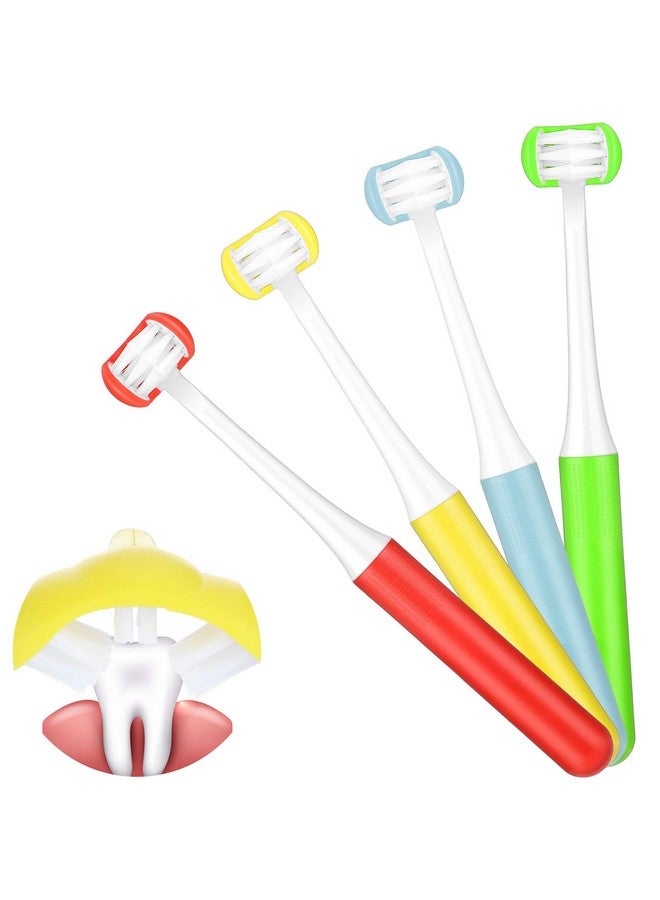 Patelai Patelai 4 Pieces Autism Toothbrush for Special Needs Soft Wrap-Around Training Tooth Brush Saving Time for Kids, Gentle Clean Tooth to Completely Cover The Toothbrush (Blue, Yellow, Green, Red) - Image 1