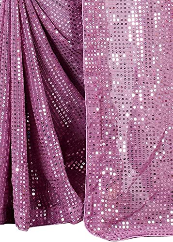 Florely Women's Sequins Pure Georgette Saree With Blouse Piece (Satari_Freesize_NOnion_Onion) - Image 5
