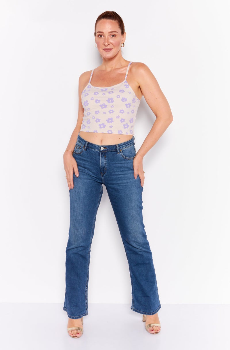 Daisy Street Women Square Neck Sleeveless Allover Pattern Tank Top, Purple - Image 3