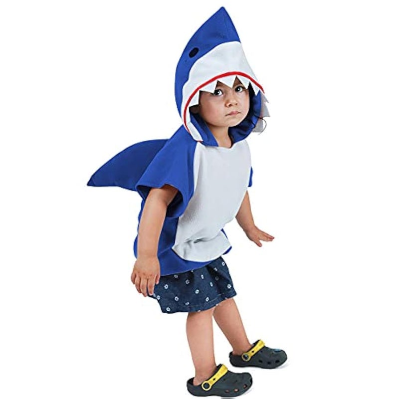 EraSpooky Shark Short Hoodie for Kids Boys Toddler Shark Costume Halloween Animal Outfit Short Sleeve Blue