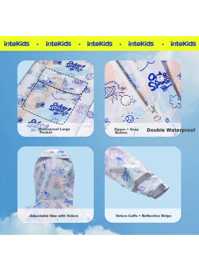 Tiantianzai Kids Raincoat Kindergarten Primary And Secondary School Student Rain Poncho With Backpack Space For Lightweight Quick-dry Astronaut M - Image 2