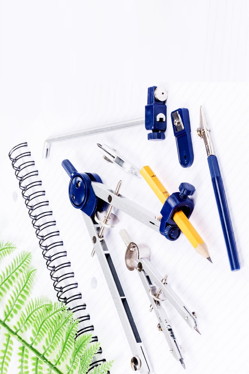 شير ذا لوف  مجموعة بوصلة هندسية من Share The Love مكونة من 7 قطع - مجموعة أدوات رسم رياضية كاملة - مثالية للطلاب والامتحانات والرسم - Image 3