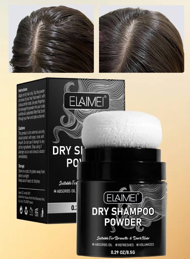 Elaimei Dry Shampoo Powder Dry Shampoo Absorbs Excess Oil Refreshes Roots and Volumizes Hair Mini Dry Shampoo Hair Volumizing Dry Shampoo Powder with Charcoal Powder and Biotin Hair Powder Dry Shampoo 8.5g - Image 1