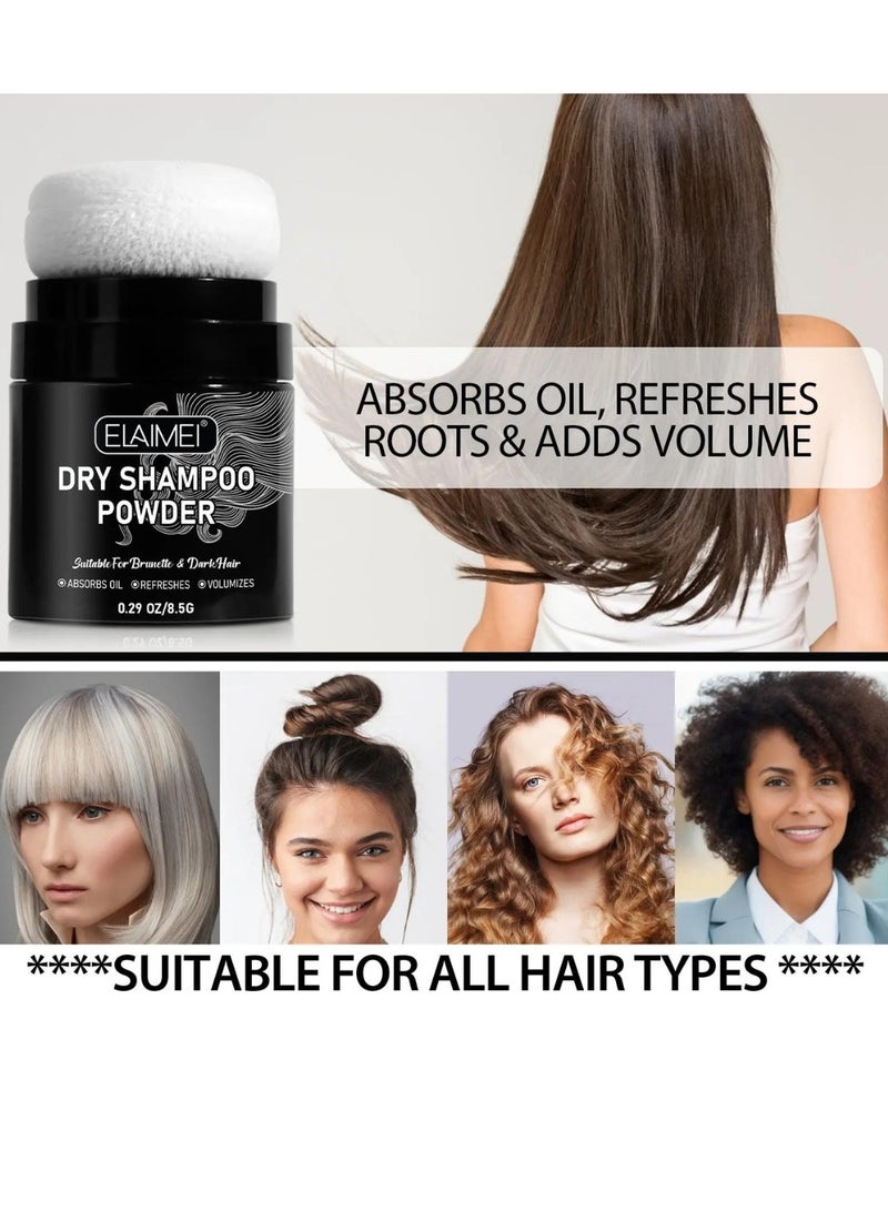 Elaimei Dry Shampoo Powder Dry Shampoo Absorbs Excess Oil Refreshes Roots and Volumizes Hair Mini Dry Shampoo Hair Volumizing Dry Shampoo Powder with Charcoal Powder and Biotin Hair Powder Dry Shampoo 8.5g - Image 2