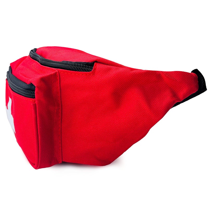 ASA TECHMED 5 Pack Lifeguard Fanny Pack With Whistle Lanyard - Baywatch Style First Aid Hip Pack w/Adjustable Strap, Cross Logo + Zipper Pouch, Emergency Equipment Set Red - Image 4