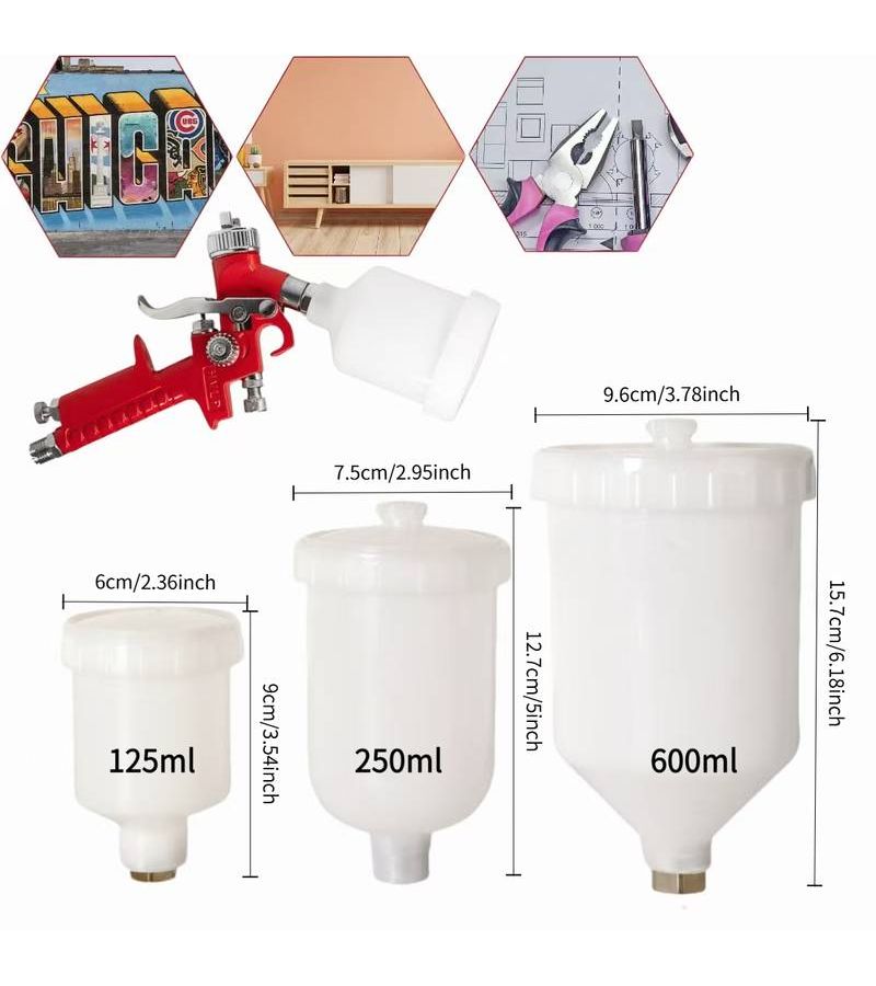3pcs 250ml Internal Thread Spray Gun Cup Set Leak Proof Precision Machined Accessories - Image 3