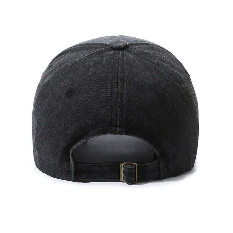 Washed Cotton Denim Baseball Cap with Vintage Embroidery - Image 4