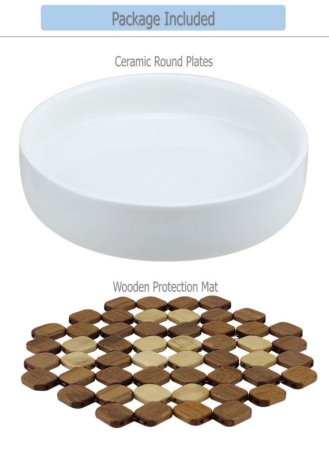 EIKS Ceramic Round Plates with Diameter 8-inch for Baking Cooking Serving Pie Salad Appetizer Dessert - Microwave, Dishwasher, and Oven Safe - Image 2