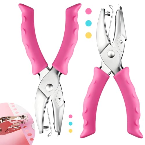 CNTVO Single Hole Punch, 2 Pcs 1/4" and 1/8" Hole Puncher with Pink Soft Grip for Home, Office and Classroom, Handheld Circle Small Hole Paper Punch for Crafts, Scrapbooks, Tags, Tickets - Image 1