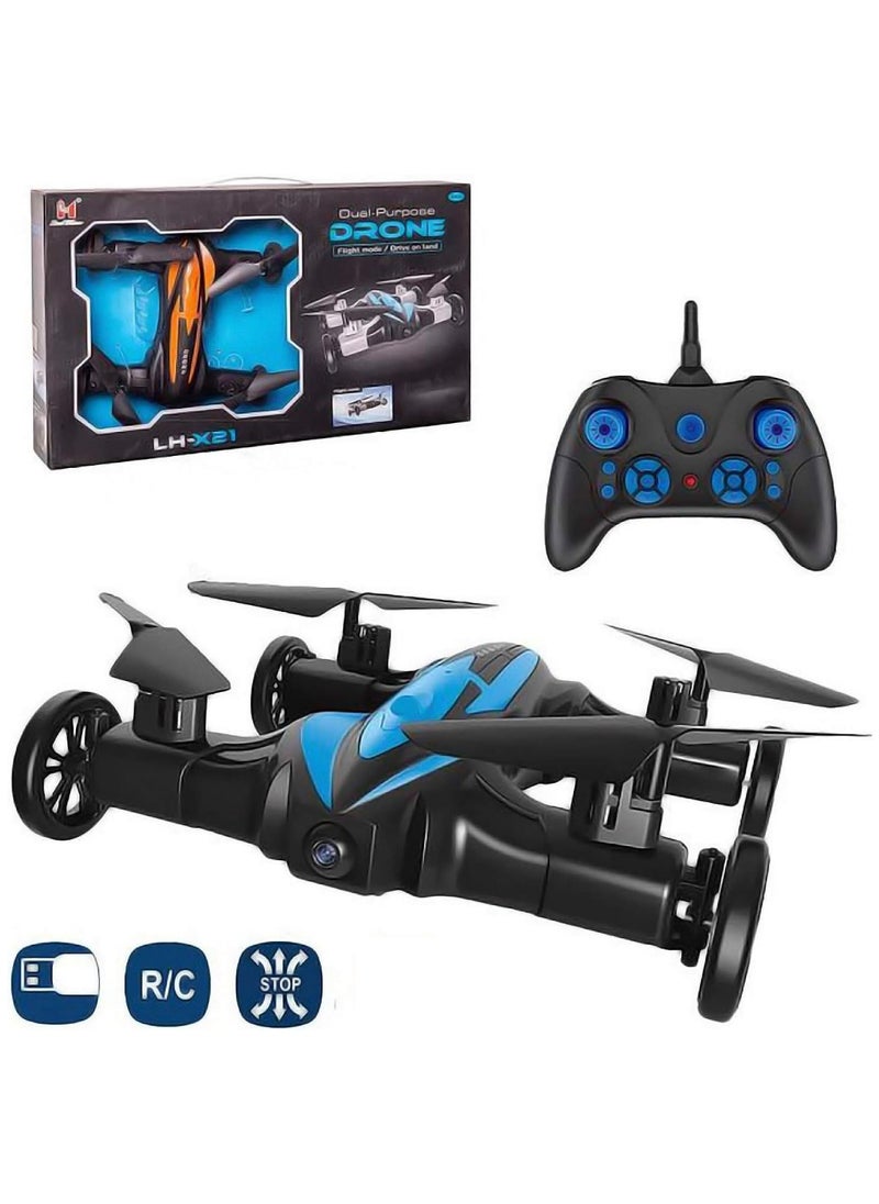 DIGI CORE LH-X21 RC Car Mini Drone 2-In-1 RC Flying Car & Drone Headless Mode 3D Rolling One-key Return Portable Drone & RC Car For Adults And Kids Blue/Black  - Image 4