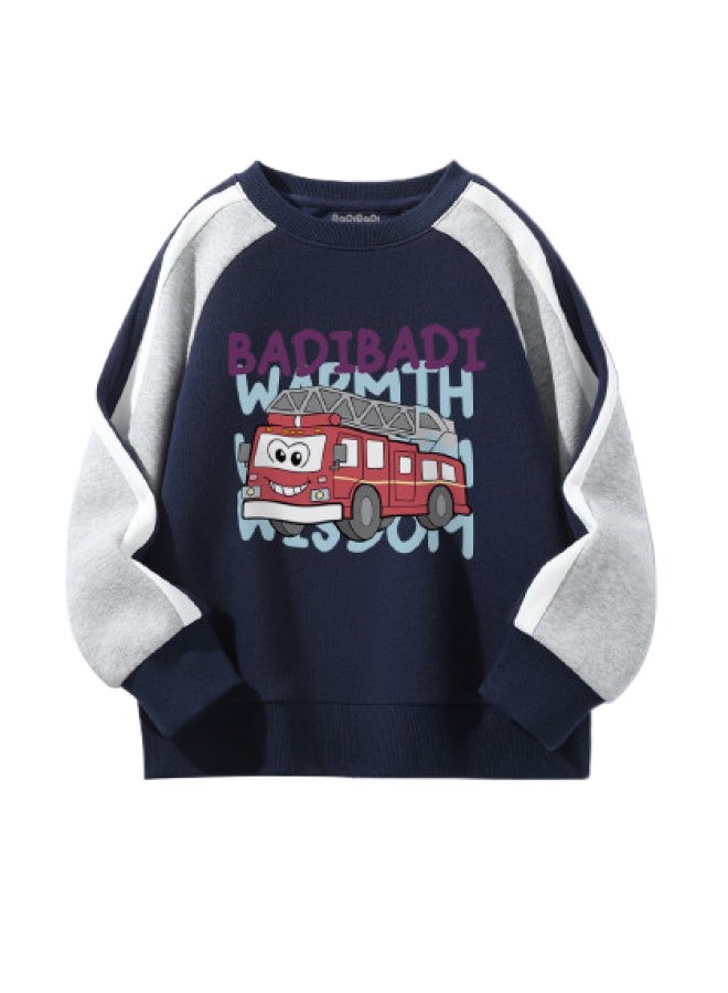 Badibadi Boys' Patchwork Hoodie, Autumn 2025 New Style, Stylish And Versatile Top, Soft Pullover For Older Boys, Trendy - Image 1