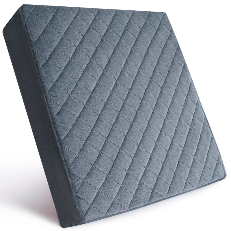 COMFORTANZA Soft 18x18x3 Memory Foam Seat Cushion for Kitchen Dining Office Chairs Car Seats  Washable Velvety Cover with Waterproof Layer  NonSlip Base  Comfort  Back Pain Relief  Gray