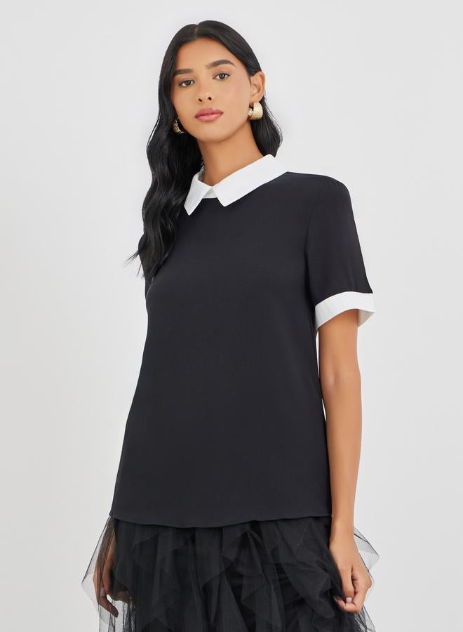 Take Two Color Block Short Sleeve Blouse - Image 4