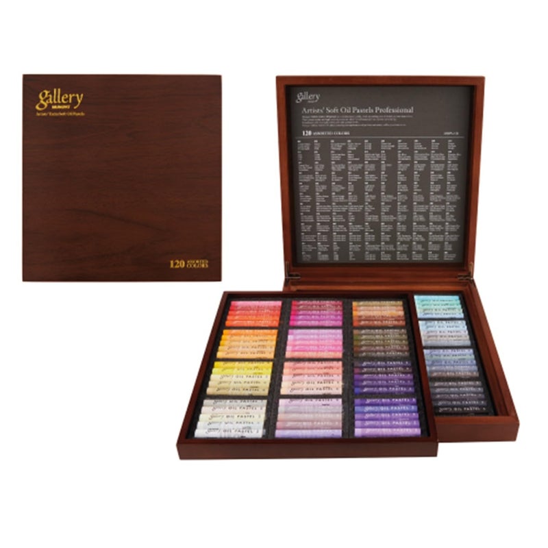 Mungyo Gallery Soft Oil Pastels Wood Box Set of 120 - Assorted Colors (MOPV-120W) - Image 1