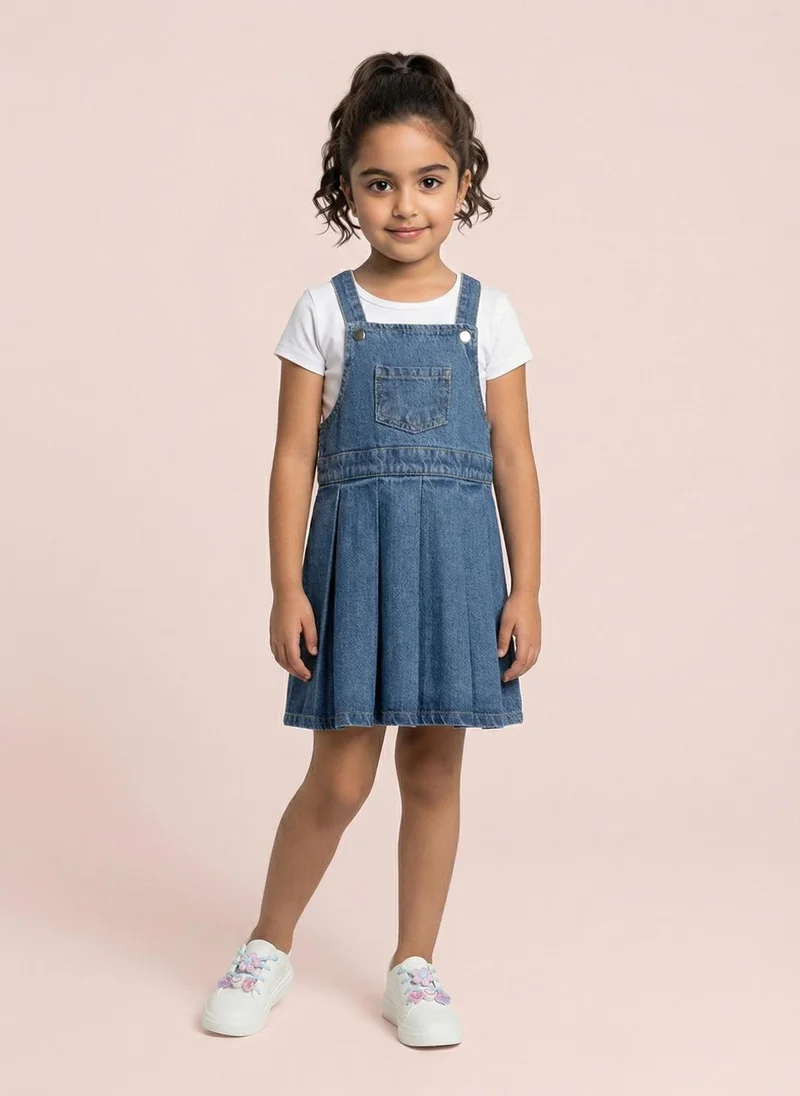 نوتيناتي Nautinati Baby Girls Pinafore Co-ord Set