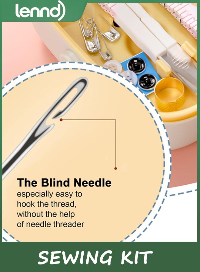 لينند مجموعة الخياطة ، مجموعة محمولة للبالغين ، إبرة صندوق البلاستيك وإكسسوارات الخيط الإمدادات الوردي 15.5x6cm (6.1x2.36in) - Image 5