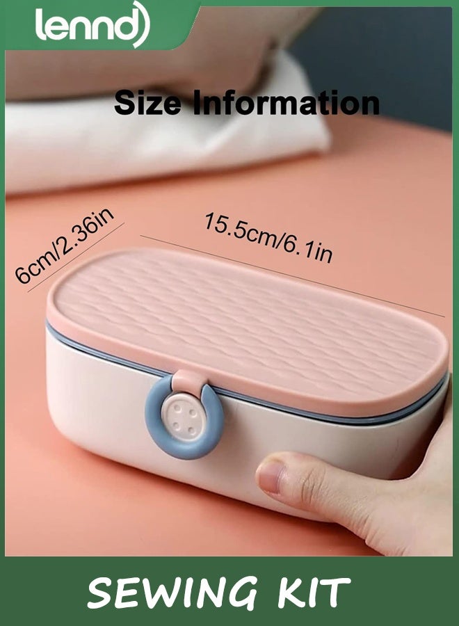 لينند مجموعة الخياطة ، مجموعة محمولة للبالغين ، إبرة صندوق البلاستيك وإكسسوارات الخيط الإمدادات الوردي 15.5x6cm (6.1x2.36in) - Image 4