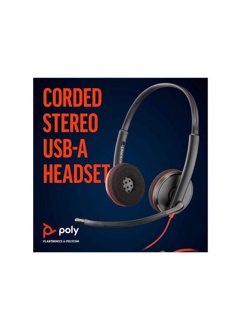 Plantronic - Plantronics - Blackwire 3225 USB-A Wired Headset - Dual-Ear (Stereo) with Boom Mic - Connect to PC/Mac via USB-A or Mobile/Tablet via 3.5 mm Connector - Works with Teams, Zoom & more - Image 1