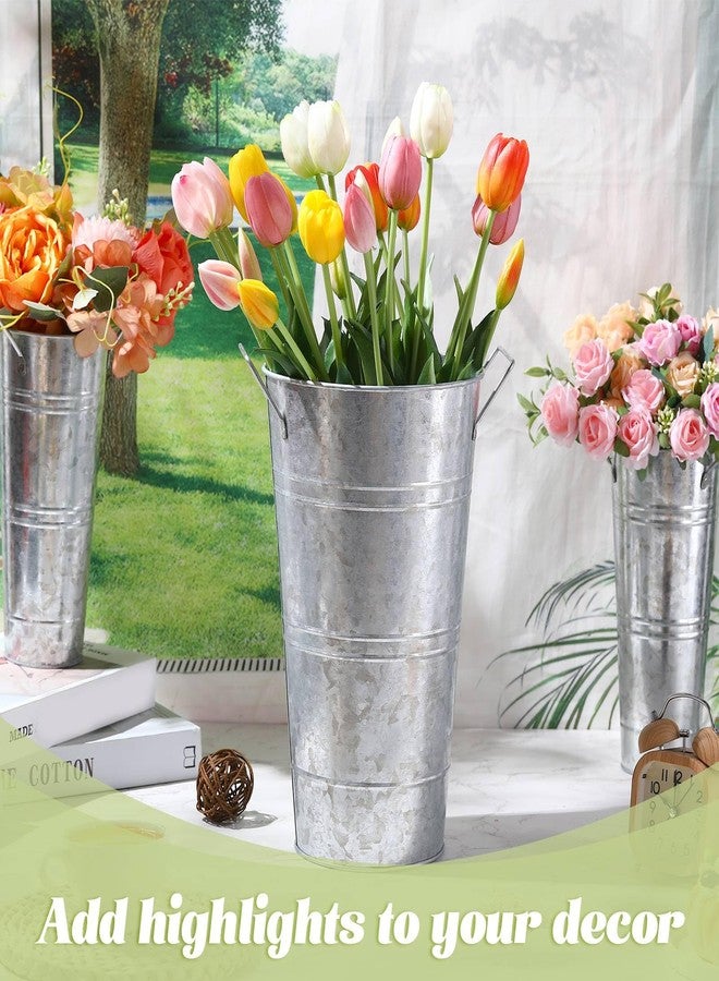 Chumia 8 Pcs Flower Buckets Bulk Galvanized 12.6 Inch and 9 Inch Fall Harvest Thanksgiving Flower Bar Supplies Table Decor Vase Wedding Tall Metal French Rustic Vintage Decorative Farmhouse Florist - Image 3